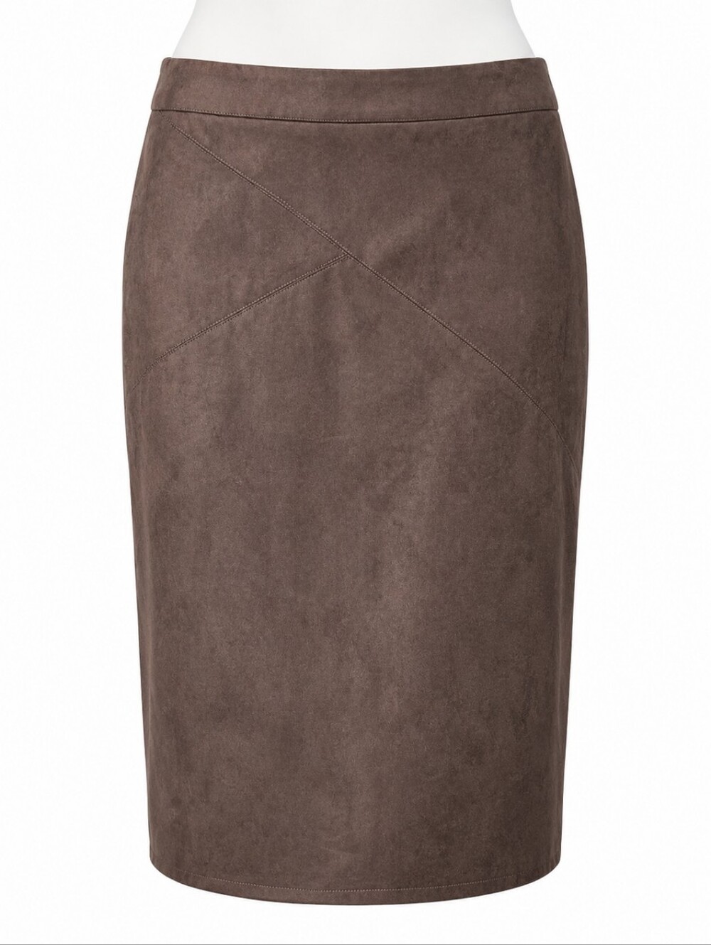 CHICO'S | Neutral Rich Chocolate Brown Faux Suede Pencil Skirt With‎ Zipper | 14